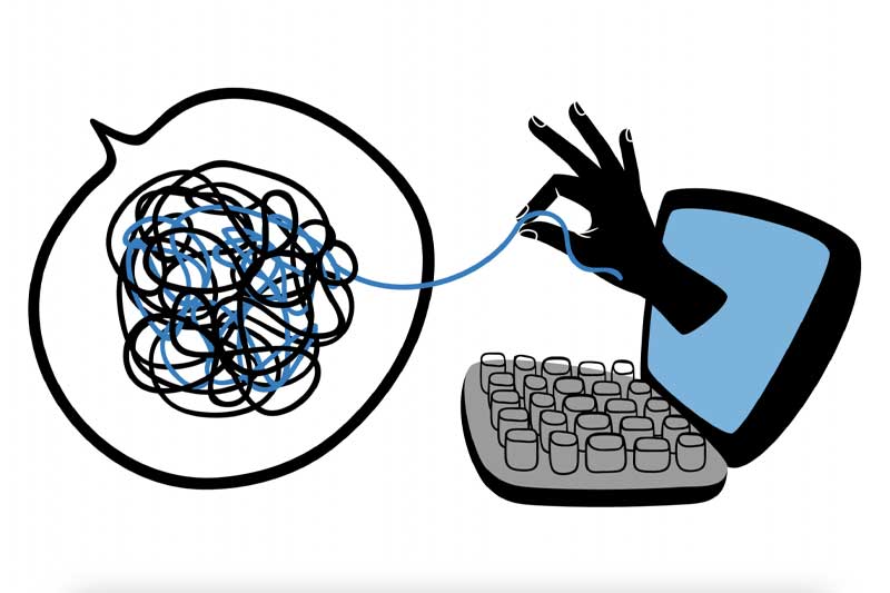 bundle of string with a hand reaching out of a computer, covid relationship